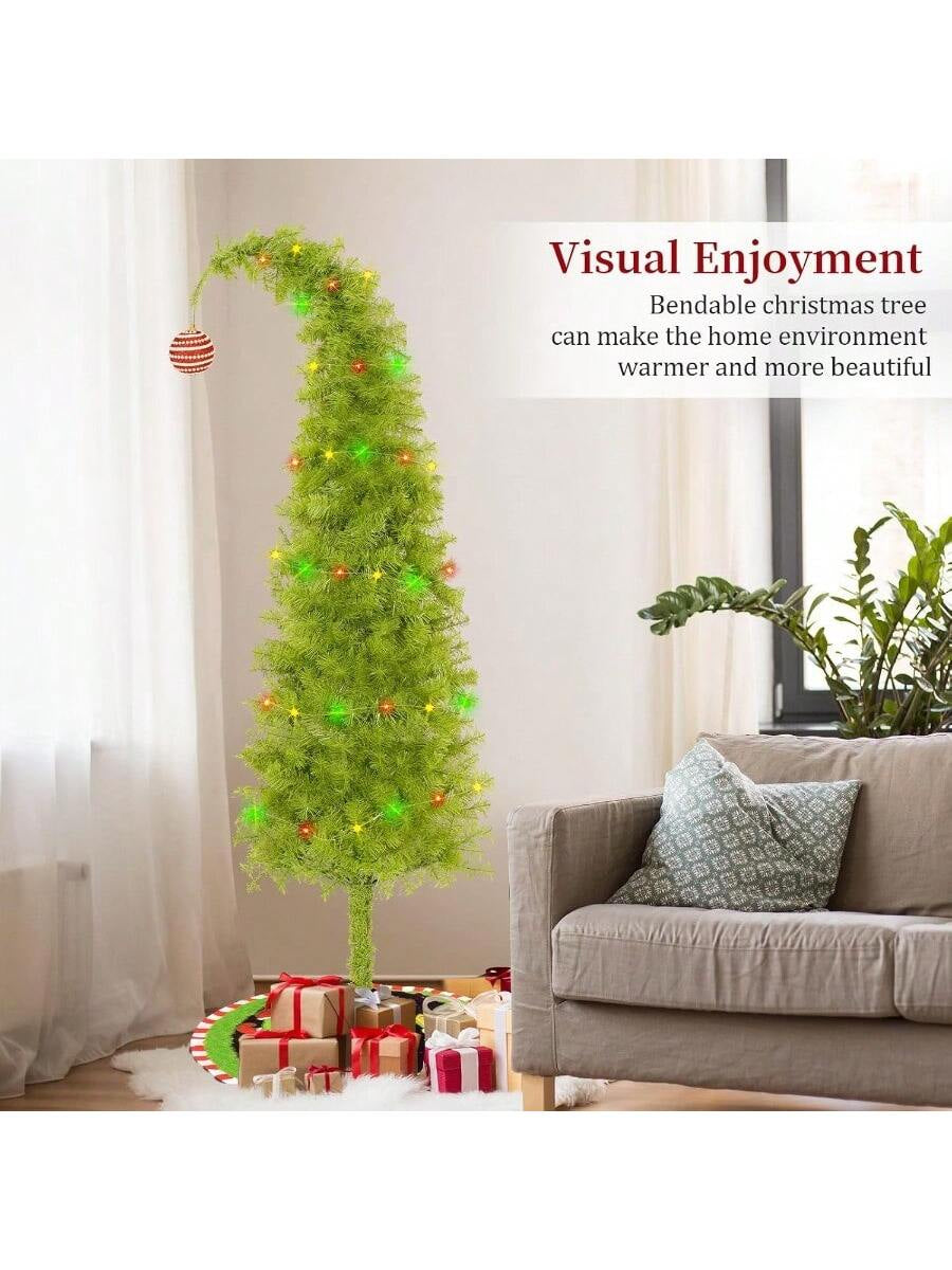 6FT Grinchs Christmas Tree with Flexible Branches - Whimsical Design Perfect for Yard Includes Sturdy Stand for Outdoor and Indoor Use