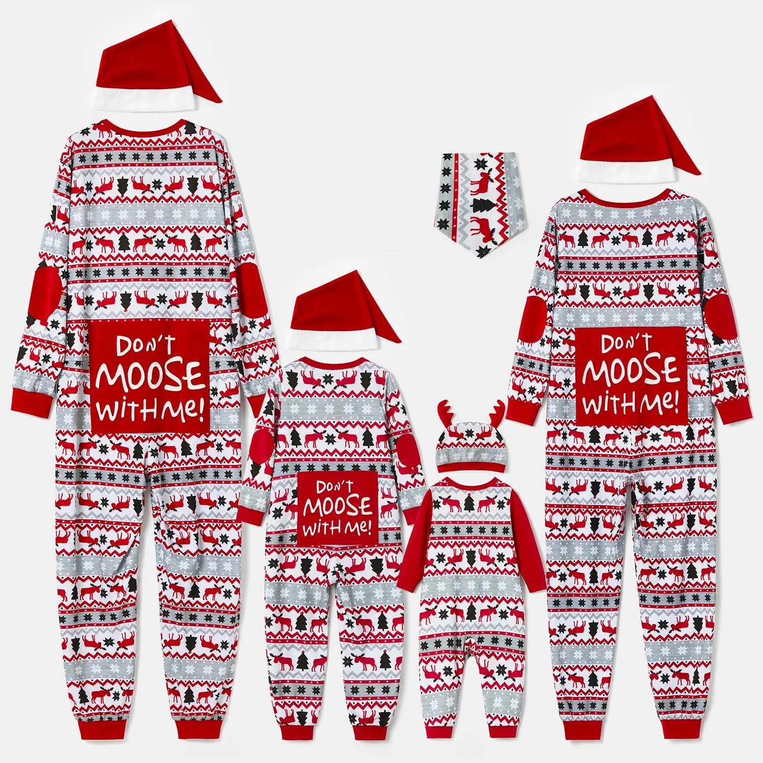 Christmas Pajamas Allover Print One-Piece Pjs for Kids Girls Boys Family Matching Outfits with Hat, Red, 2 Years