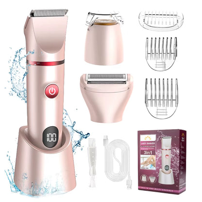 3 in 1 Electric Bikini Trimmer Shaver for Women - Pubic Hair Razors Shaver,Bikini Trimmer Removal Set for Body Face Lip Underarm