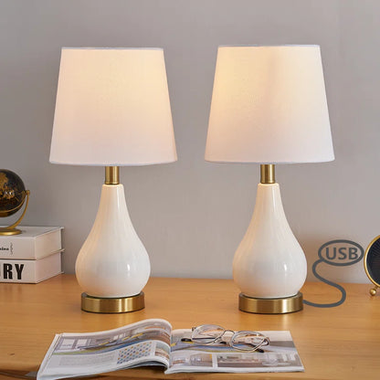 Conyers 17.5" Ceramic Table Lamp Set with USB