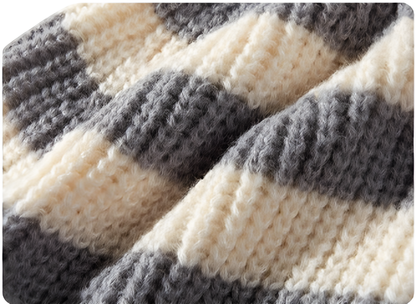 Warm Winter Vibes: Thick Striped Knit Hat - Retro Chic, Versatile Style, Generous Head Fit, Loose and Cozy, Fashion Forward Woolen Beanie