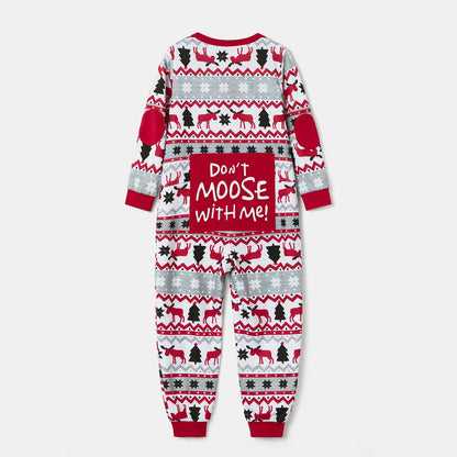 Christmas Pajamas Allover Print One-Piece Pjs for Kids Girls Boys Family Matching Outfits with Hat, Red, 2 Years