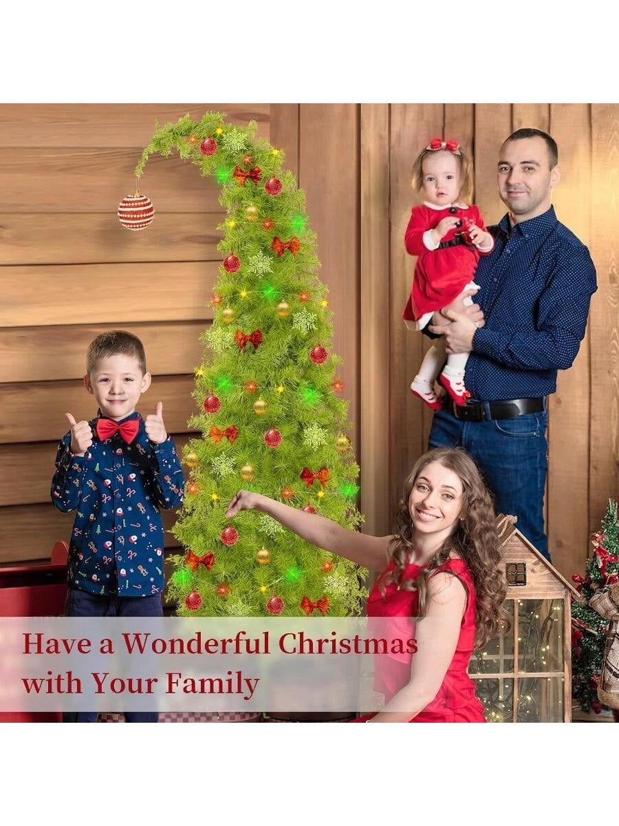 6FT Grinchs Christmas Tree with Flexible Branches - Whimsical Design Perfect for Yard Includes Sturdy Stand for Outdoor and Indoor Use
