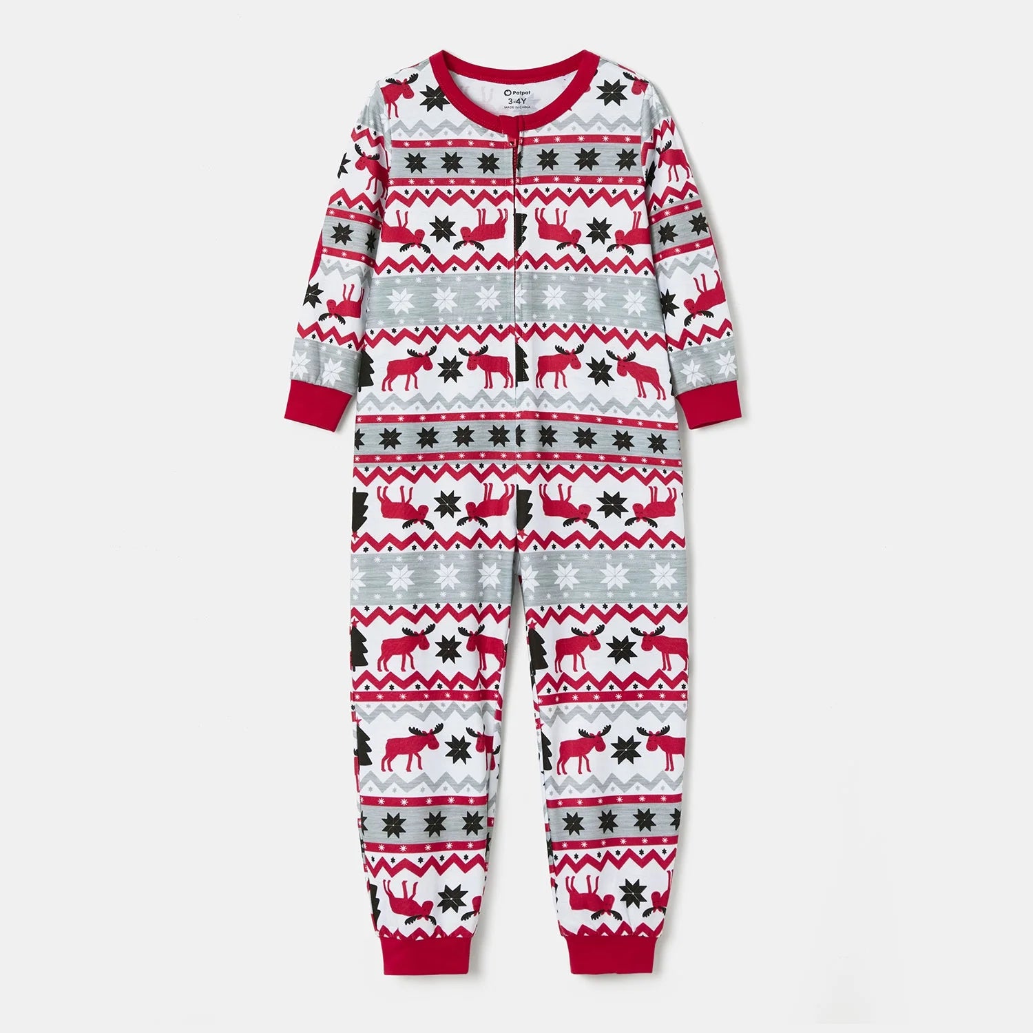 Christmas Pajamas Allover Print One-Piece Pjs for Kids Girls Boys Family Matching Outfits with Hat, Red, 2 Years