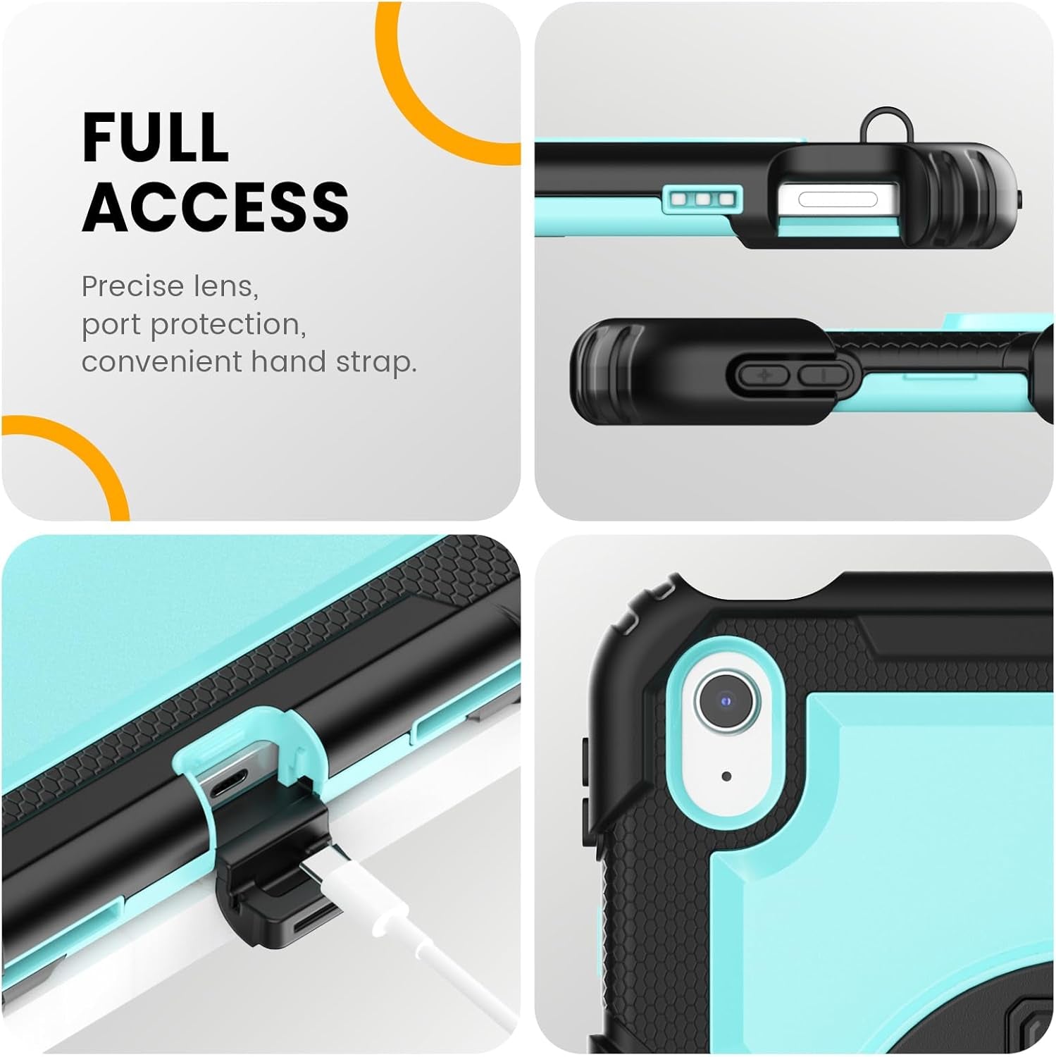 for Ipad (A16) 11Th/ 10Th Generation Case 11''/ 10.9 Inch (2025/2022) - Heavy Duty Protective Cover with Screen Protector, Stand, Shoulder Strap & Pencil Holder | Kids-Friendly - Light Blue