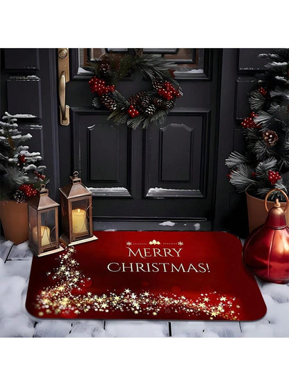 2D Flat Print Not 3D Doormat 1Pc Christmas Theme Welcome Doormat Area Mat, with Shiny Star Pattern, Suitable for Christmas, Easy to Clean,, Machine Washable- Suitable for Living Room, Bedroom, Kitchen, Office, Holiday H, 2D Flat