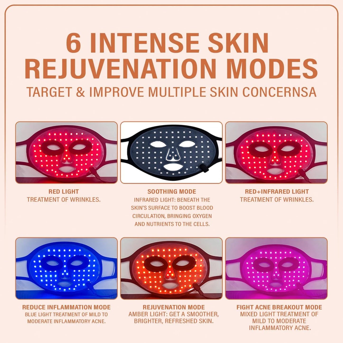 LED Face Mask Light Therapy, Red Light Therapy for Face, 7-1 Colors LED Facial Skin Care Mask, 175 High-Density Light Beads, Black