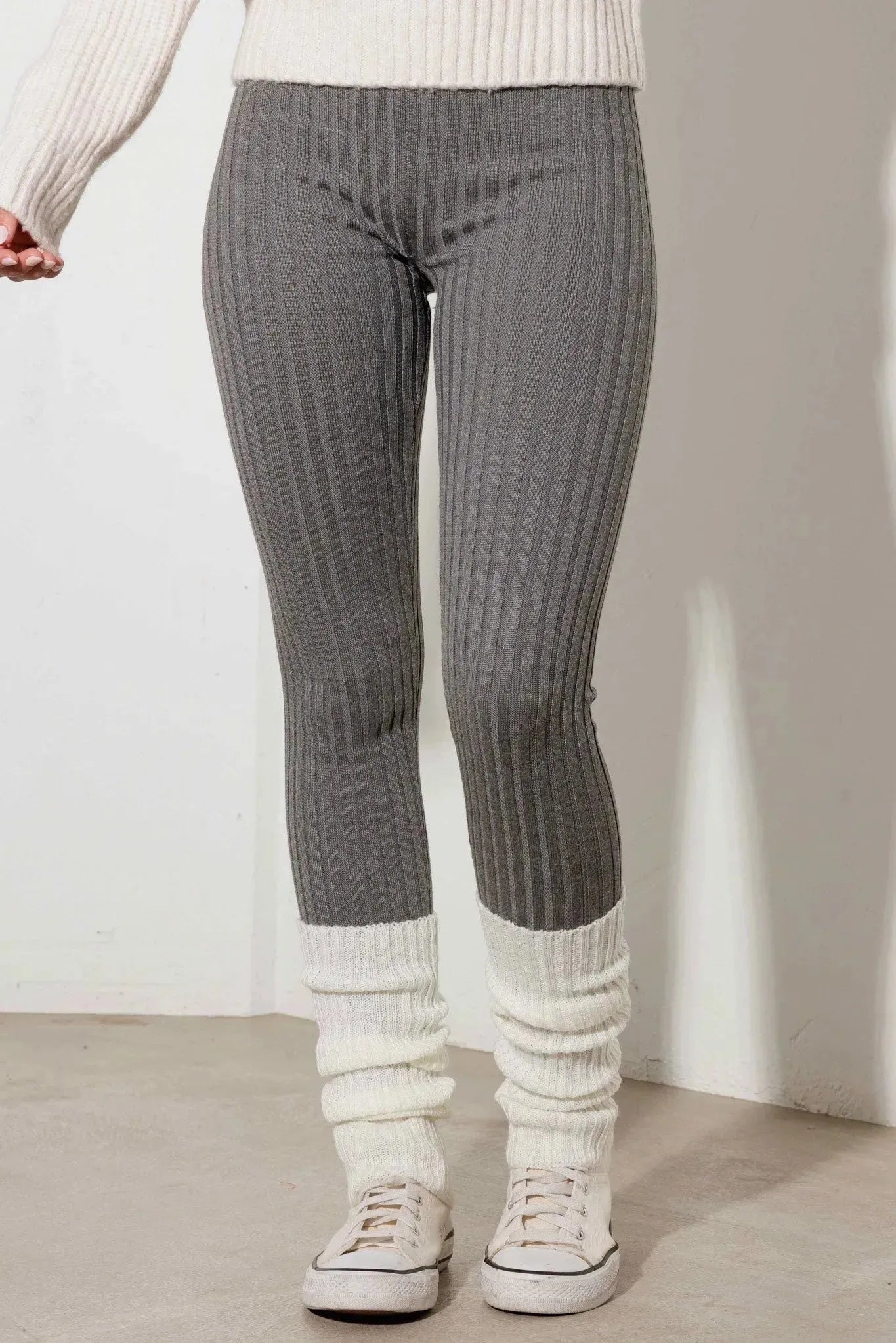 Ribbed Pattern High Waist Cozy Sweater Leggings