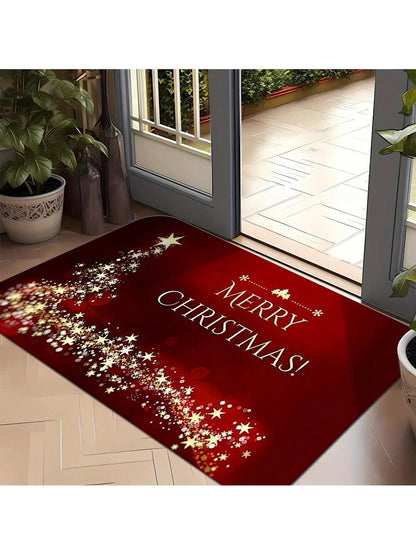 2D Flat Print Not 3D Doormat 1Pc Christmas Theme Welcome Doormat Area Mat, with Shiny Star Pattern, Suitable for Christmas, Easy to Clean,, Machine Washable- Suitable for Living Room, Bedroom, Kitchen, Office, Holiday H, 2D Flat