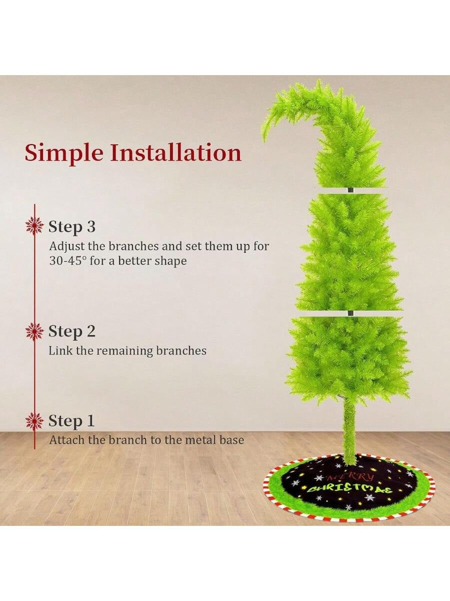 6FT Grinchs Christmas Tree with Flexible Branches - Whimsical Design Perfect for Yard Includes Sturdy Stand for Outdoor and Indoor Use