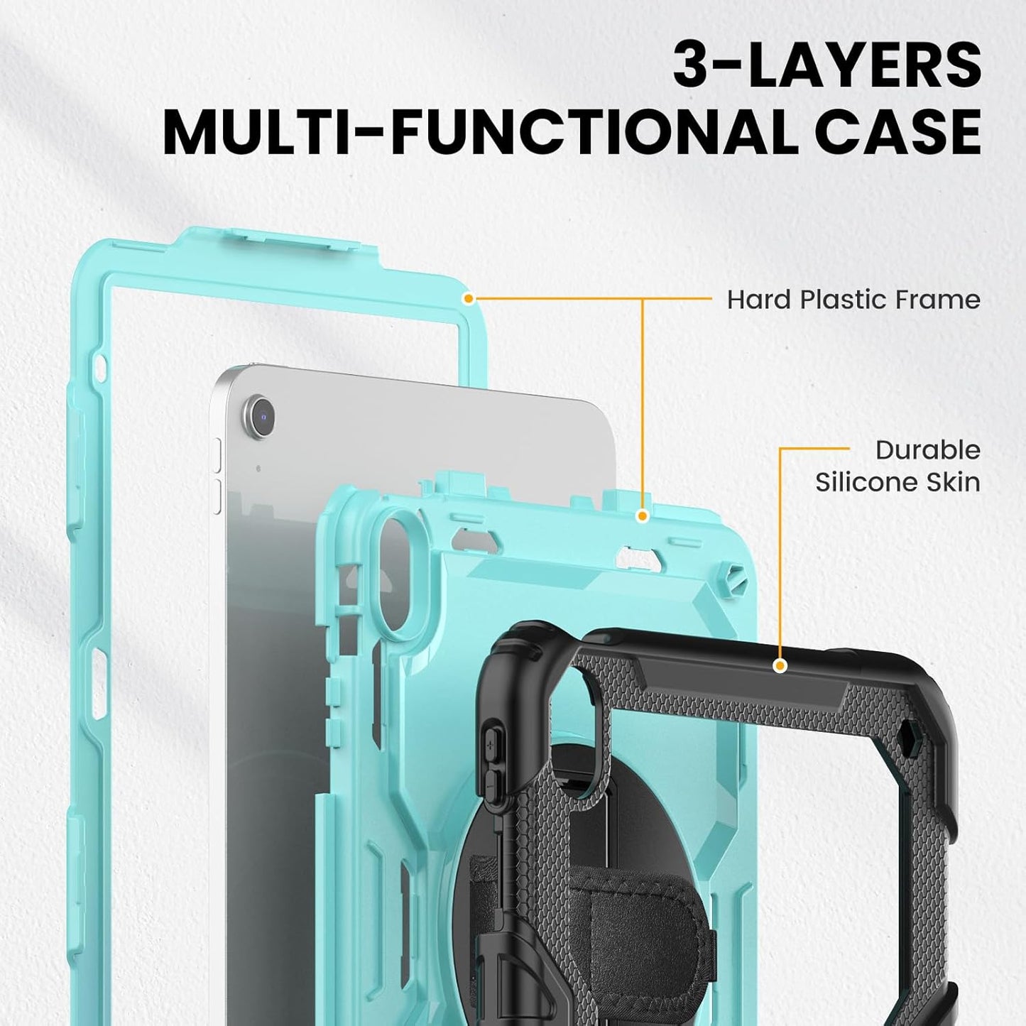 for Ipad (A16) 11Th/ 10Th Generation Case 11''/ 10.9 Inch (2025/2022) - Heavy Duty Protective Cover with Screen Protector, Stand, Shoulder Strap & Pencil Holder | Kids-Friendly - Light Blue