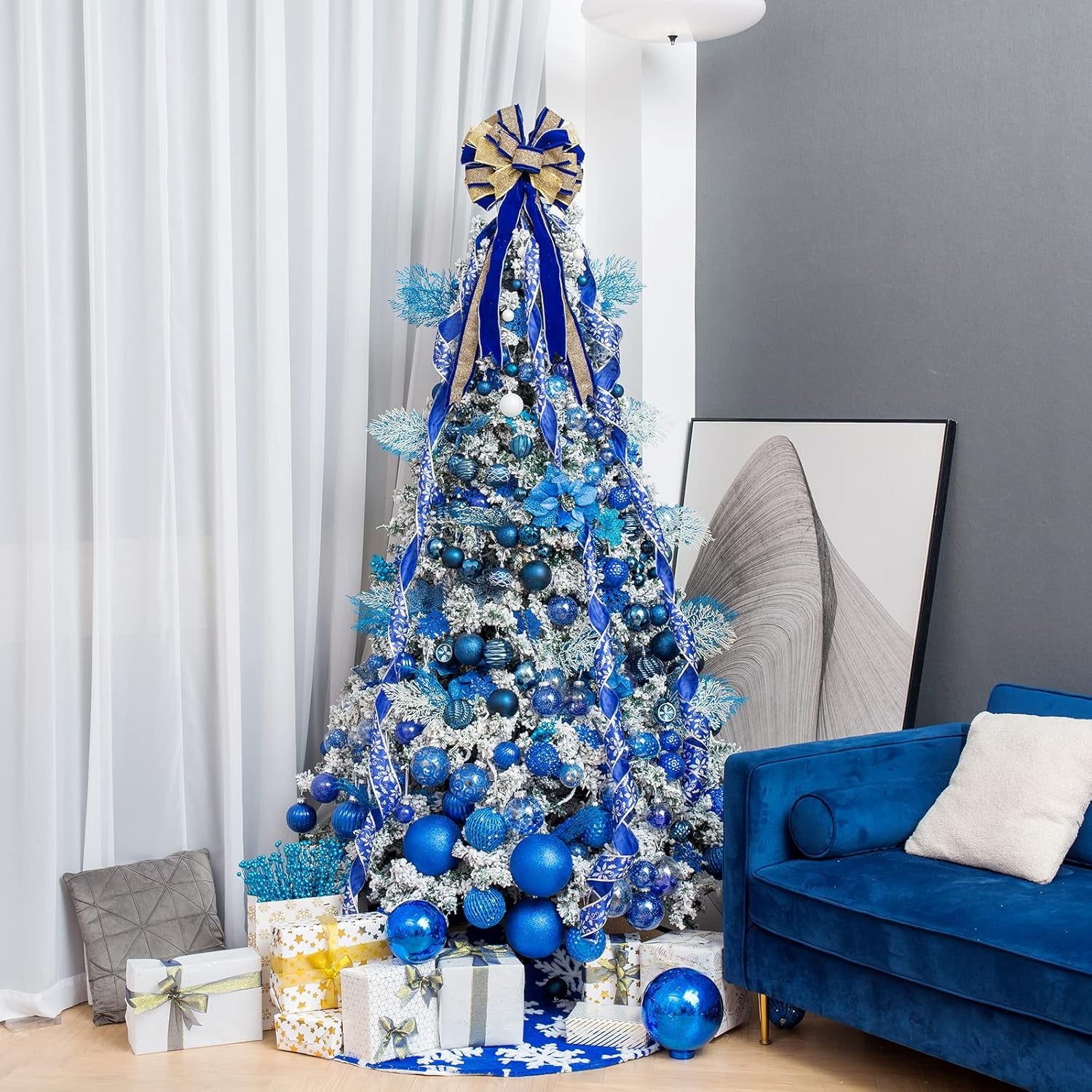 3.15" Christmas Ball Ornaments Glitter Shatterproof Christmas Tree Ornaments Sequin Xmas Hanging Balls Decorations for Wedding Party Holiday(Sapphire, 12Pc-8Cm)