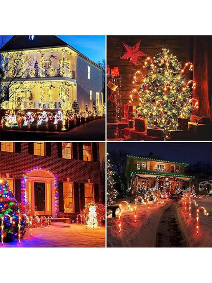 12Pcs Christmas Outdoor LED Solar Lights Cane Red Candy Path Garden up Decoration Solar Garden Lights Christmas Candy Cane Outdoor Pathway Patio Light Decor, Halloween, Halloween Decoration