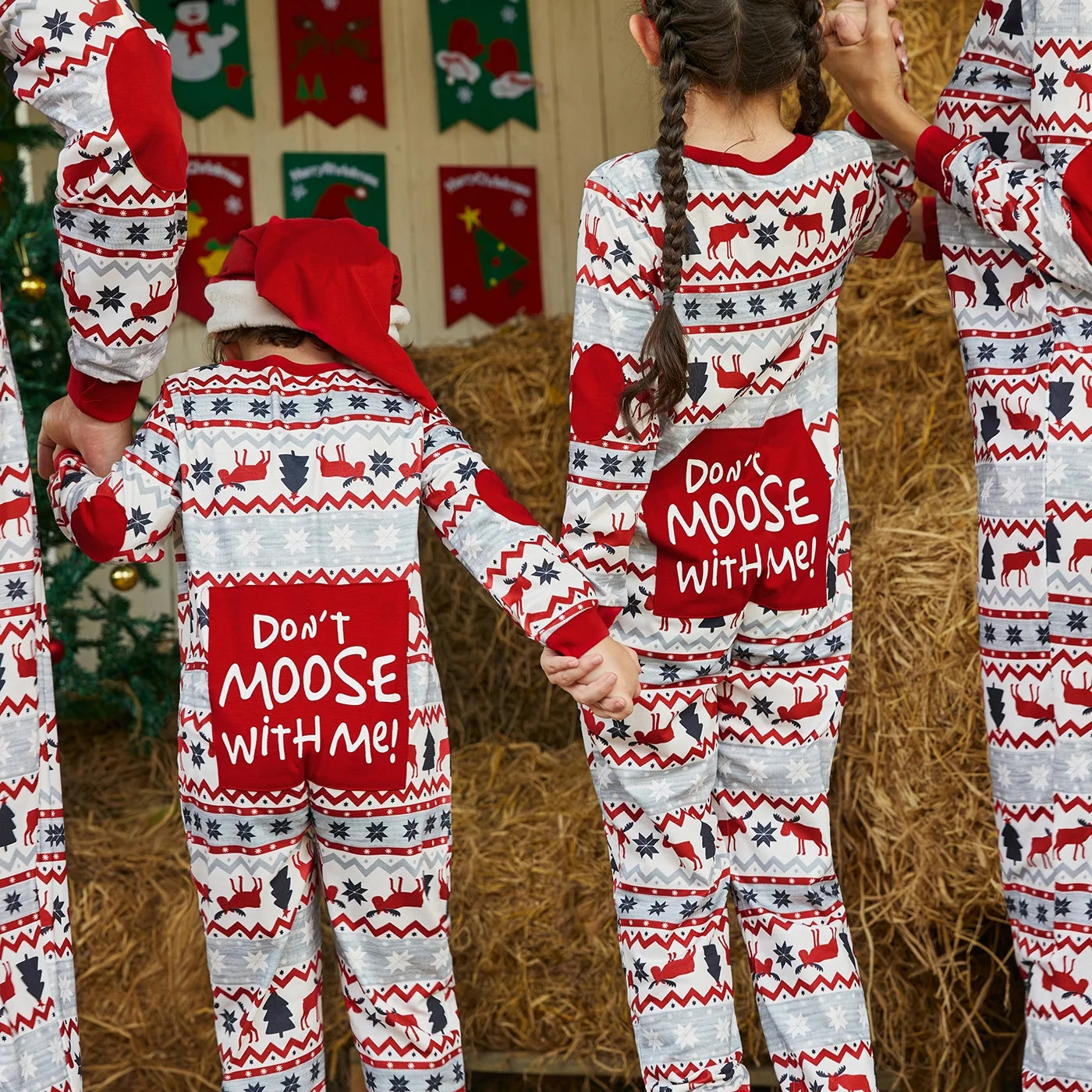 Christmas Pajamas Allover Print One-Piece Pjs for Kids Girls Boys Family Matching Outfits with Hat, Red, 2 Years