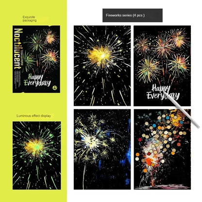 4Pcs/Set DIY Hand Drawn Luminous Painting Glow Scratch Painting Colorful Painting Creative Draw Pictures Educational Toys Gift