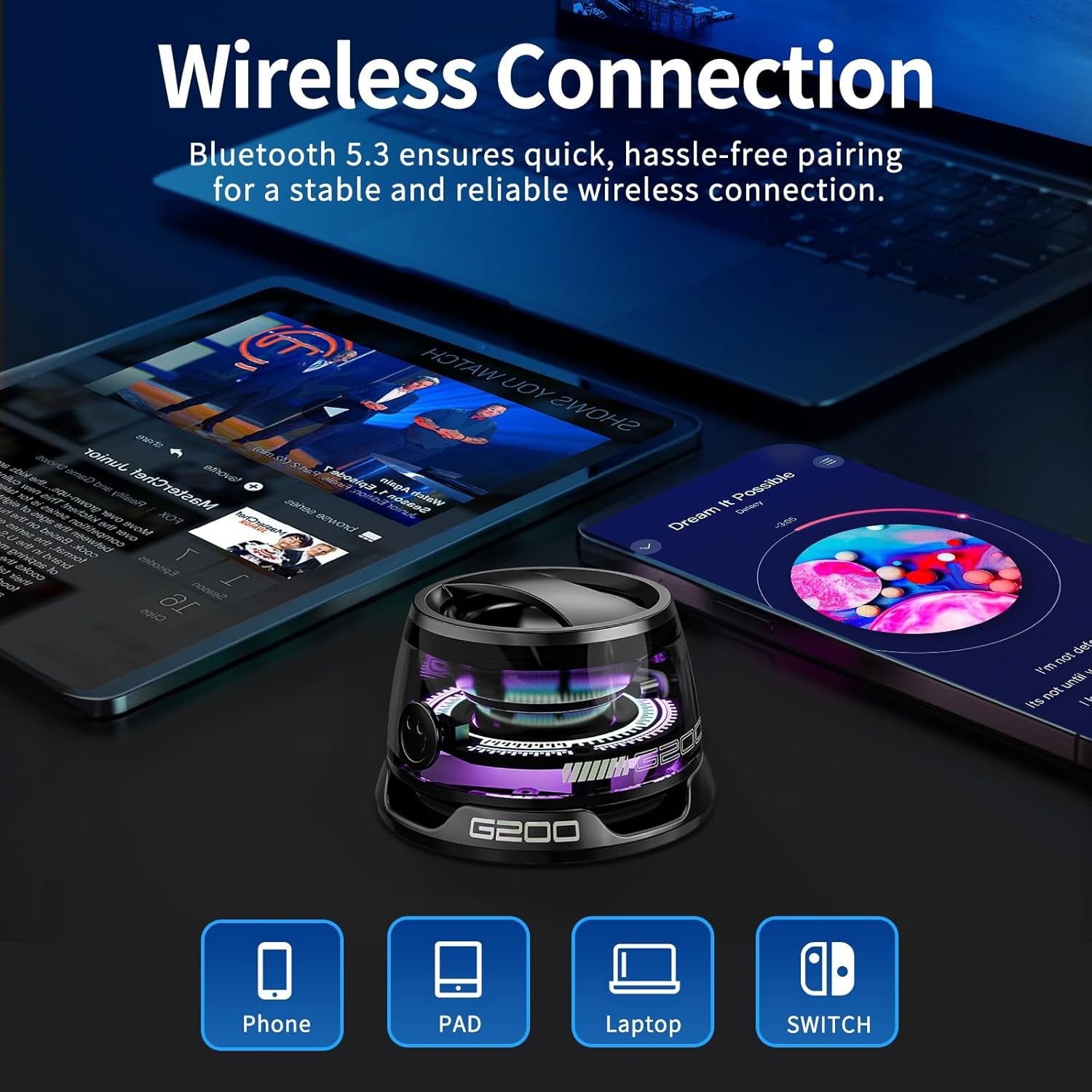 Magnetic Portable Bluetooth Speaker G200 Mini Sound 5.3 Bluetooth Phone Holder