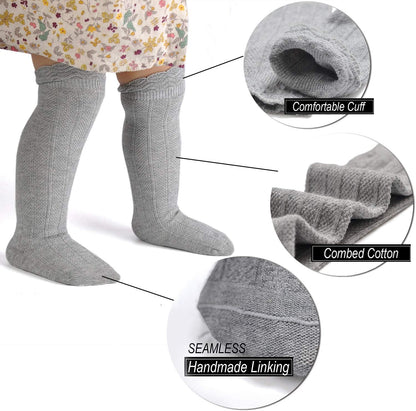 Baby Girls Boys Uniform Knee High Socks Tube Ruffled Stockings Infants and Toddlers (Pack of 3/5)