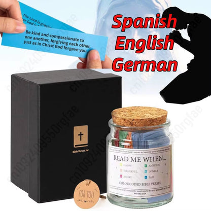 Bible Verses in a Jar Bible Verse Jar Spanish English Christian Scripture Prayer Hope Jar for Spiritual Growth Christian Gifts