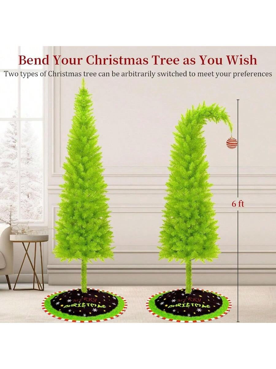 6FT Grinchs Christmas Tree with Flexible Branches - Whimsical Design Perfect for Yard Includes Sturdy Stand for Outdoor and Indoor Use